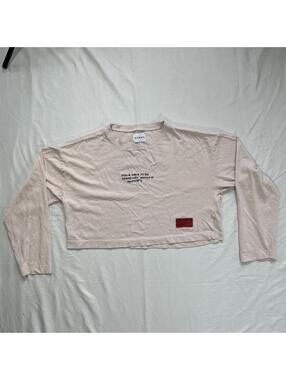 CHNGE Teach Girls to Be Somebodies pink cropped long sleeve shirt